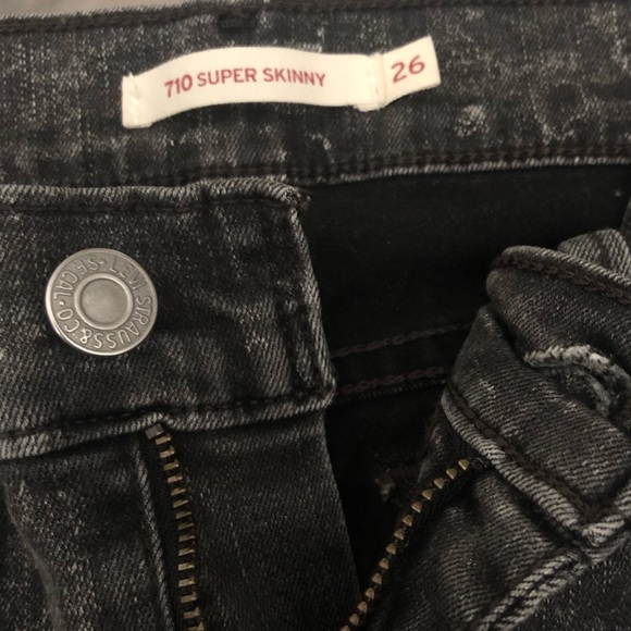 Levi’s 710 Super Skinny Black Acid Wash Jeans - Picture 9 of 11